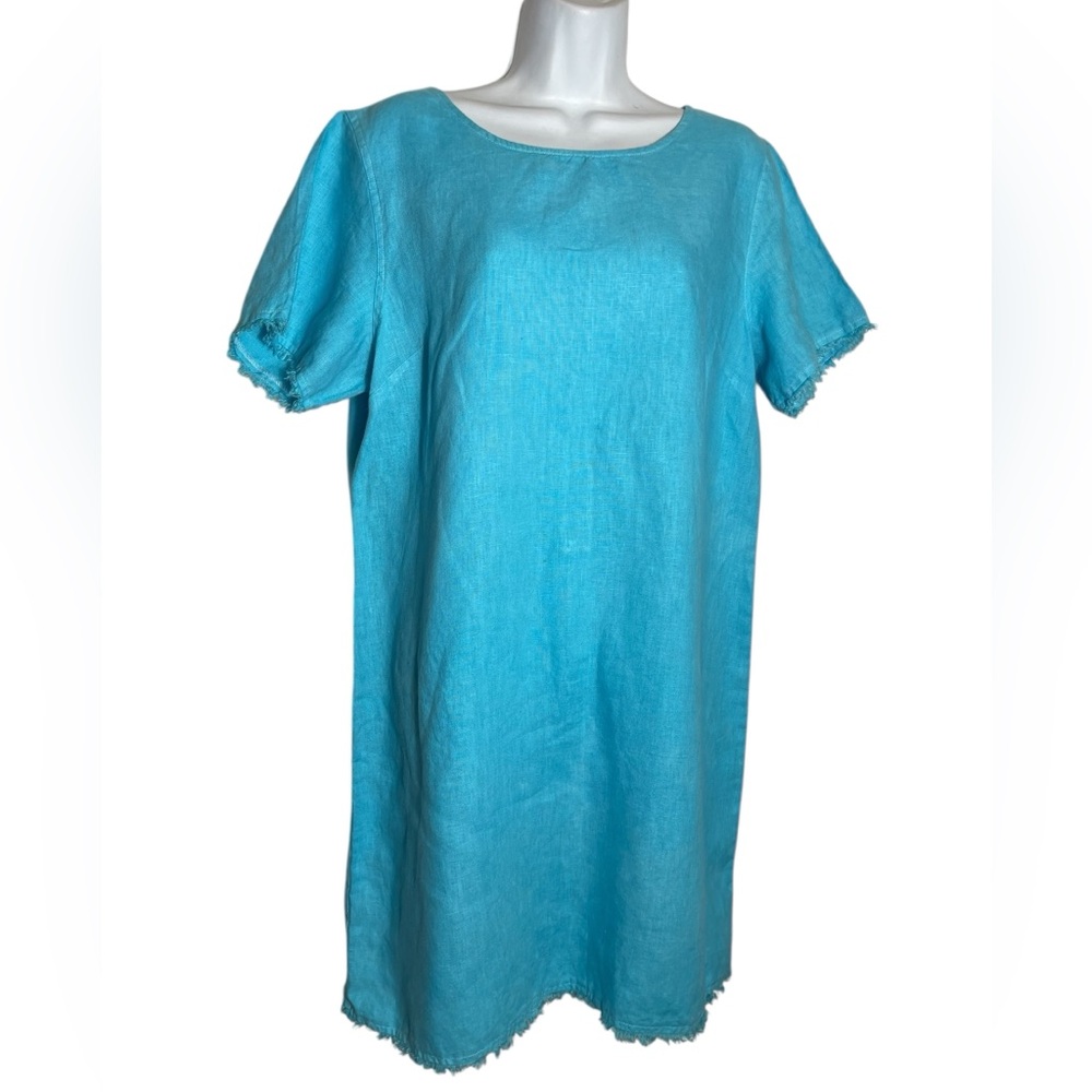 Tommy Bahama Turquoise Blue Linen Midi Dress (Bin 11)